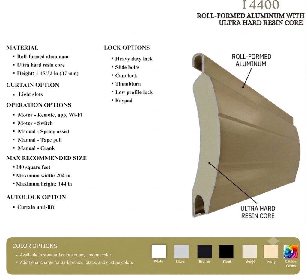 I 4400 ROLL-FORMED ALUMINUM WITH ULTRA HARD RESIN CORE