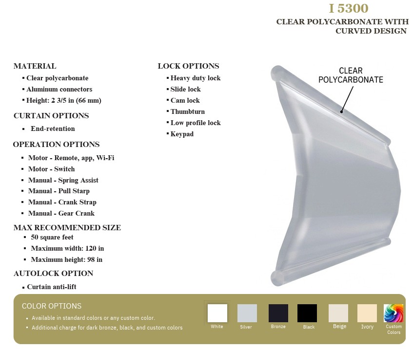 I 5300 CLEAR POLYCARBONATE WITH CURVED DESIGN