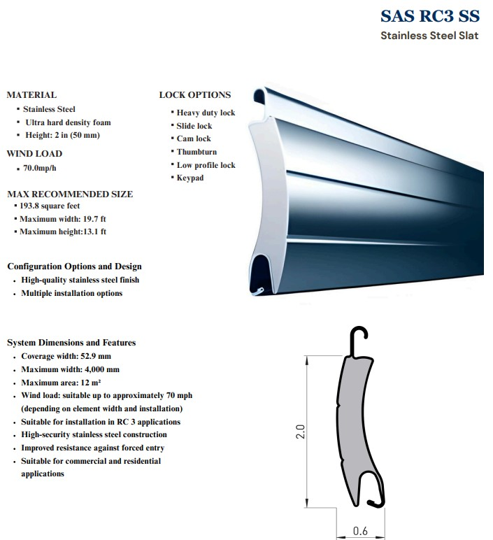 SAS RC3 SS STAINLESS STEEL WITH ULTRA HARD DENSITY FOAM FILLING