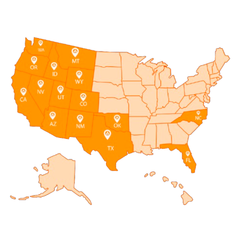 Map showing Inferno-Roll roll shutter service coverage across the United States